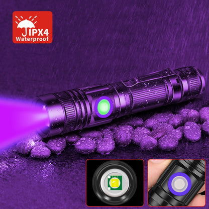 DARKBEAM UV 395nm Flashlight USB Rechargeable, Wood's lamp Black Light, Handheld Ultraviolet LED Portable with Clip, Resin Curing/Spot - WoodArtSupply