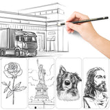 Drawing Pencils Set of 14 (B - 12B) Sketching Pencils for Drawing, Shading & Doodling | Professional Sketch Pencils Graphite Grades for Artists & Luwans