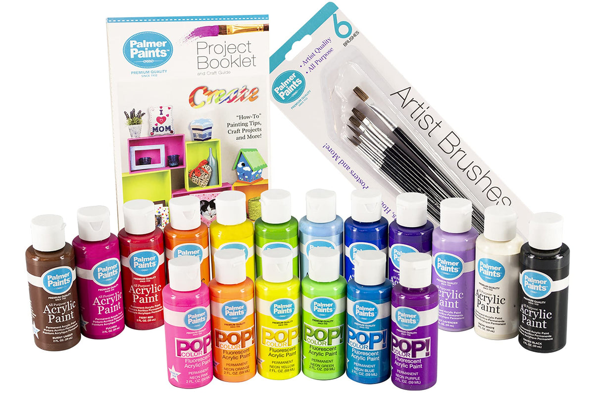 Palmer Paints Acrylic Paint Studio 25 Piece Set with Paints and Brushes Cra-Z-Art