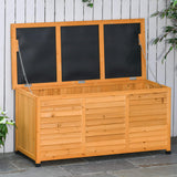 Outsunny 75 Gallon Wooden Deck Box, Outdoor Storage Container with Aerating Gap & Weather-Fighting Finish, Yellow Outsunny