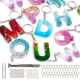 Mocoosy 134Pcs Alphabet Keychain Resin Molds Kit, Reversed Letter Number Silicone Mold Epoxy Resin Casting Molds Key Chain Making Set with 1 Hand Mocoosy