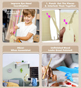 Puzzled 747 Jet Plane 3D Puzzle Wood Craft Construction Kit Aircraft, Fun & Educational DIY Wooden Toy Assemble Model Unfinished Craft Hobby Airplane Puzzled