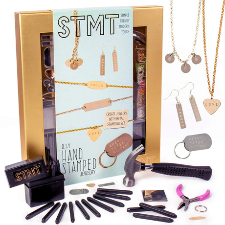 STMT D.I.Y. Hand Stamped , DIY Personalized Stamp Jewelry, Great Teenage Birthday Gift, Unique Handmade Jewelry & Name Plates, Bead Kits for Kids, STMT