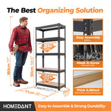 HOMEDANT 28"W x 12.3"D x 59.5"H 5-tier Metal Shelving Unit Adjustable Garage Storage Utility Rack Heavy Duty Shelves Organization Multipurpose Shelf HOMEDANT