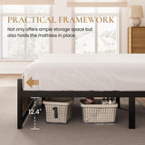 SHA CERLIN Queen Size Metal Platform Bed Frame with Wooden Headboard and Heavy Duty Support SHA CERLIN