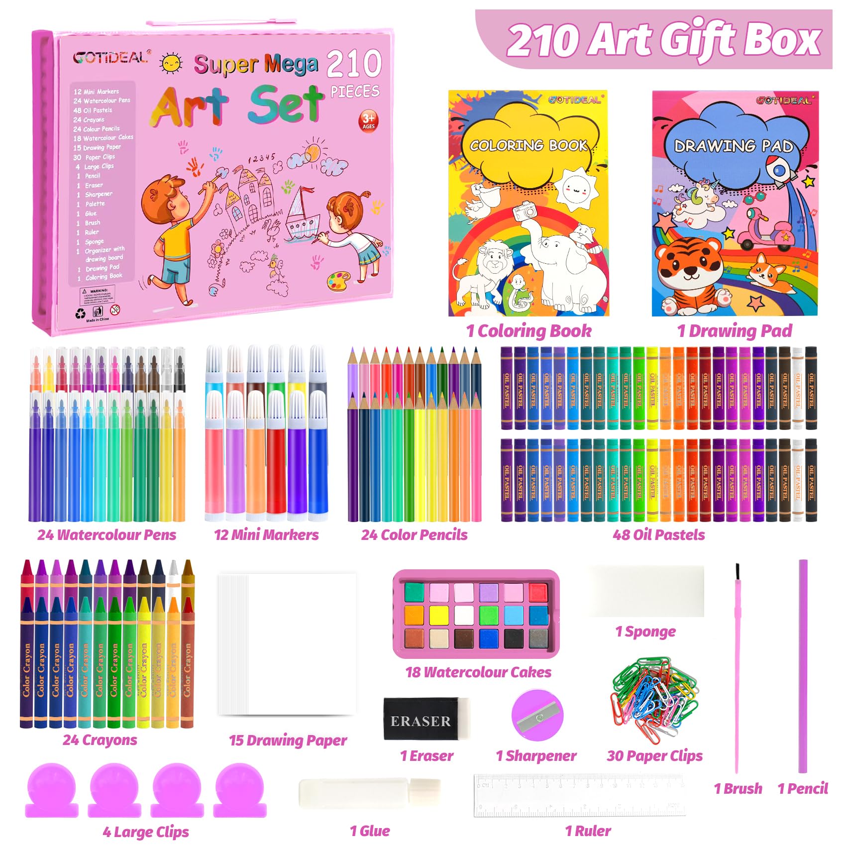 GOTIDEAL Drawing Art kit for Kids Ages 8-12, Art Set Supplies Includes –  WoodArtSupply