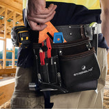 STRONGLAD 5-Pocket Leather Tool Belt, Carpenters Tool Belts, Construction Pouch, Tool Apron, Tool Organizer, Utility Pouches, Tool Bag, Toolbelt for STRONGLAD
