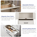 JXQTLINGMU 72" Tall Farmhouse Kitchen Pantry with Adjustable Shelves, Large Wood Storage Cabinet with Drawer & 2 Barn Doors, Versatile Storage for JXQTLINGMU