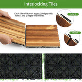 24 Pcs Hardwood Interlocking Patio Deck Tile and Artificial Grass Tile Waterproof Wood Flooring Tile Interlocking Turf Tile Outdoor Self Draining Treela