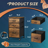 DEVAISE Mobile File Cabinet, Rolling Printer Stand with 3 Drawers, Fabric Vertical Filing Cabinet fits A4 or Letter Size for Home Office, Rustic DEVAISE