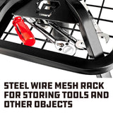 Powerbuilt Rolling Stool Shop Seat with Padding and Lumbar Support, Garage, 330 Pound Capacity - 240338, Black Powerbuilt