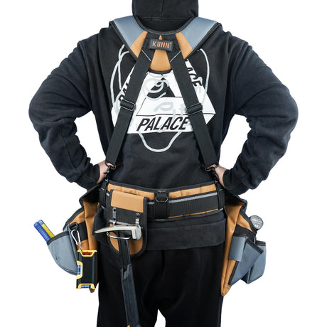 KUNN Carpenter Tool Belt with Suspenders Pro Framer Suspension Tool Rig for Construction Contractors and Electrician,Khaki KUNN