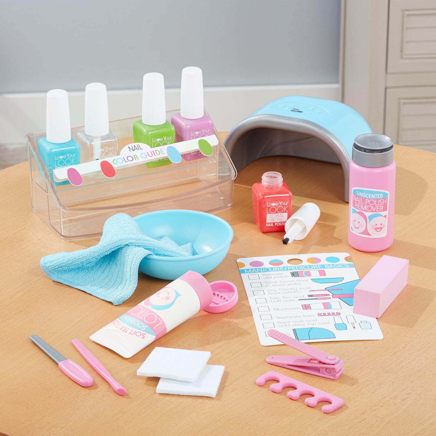 Melissa & Doug Love Your Look Pretend Nail Care Play Set – 20 Pieces for Mess-Free Play Mani-Pedis (DOES NOT CONTAIN REAL COSMETICS) , Pink - WoodArtSupply