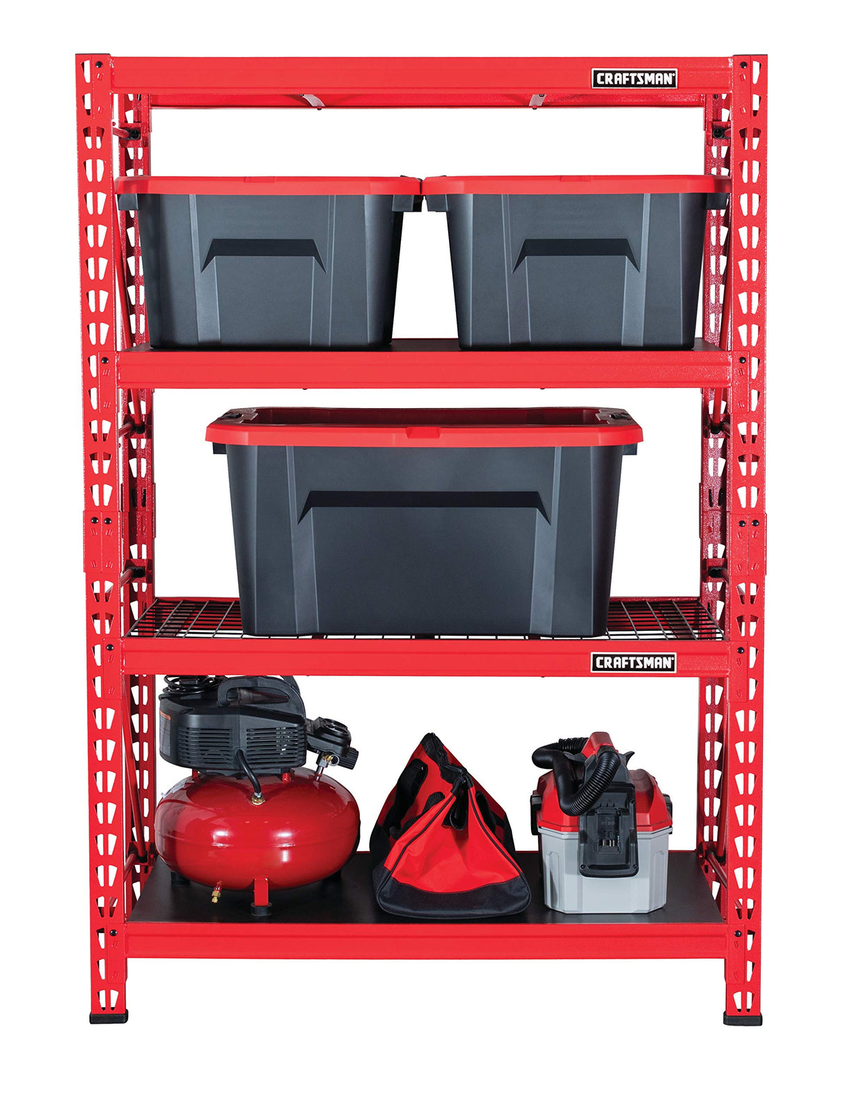 Craftsman 2-Shelf 3-Foot Tall Stackable Tool Chest Depth Storage Rack, 2-Pack, Red Craftsman
