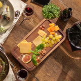 Medium Acacia Wood Serving Trays Long Charcuterie Boards Wood Snack Platter Rectangular Cookie Appetizer Plates Serving Cheese Board Rectangle Ayiaren