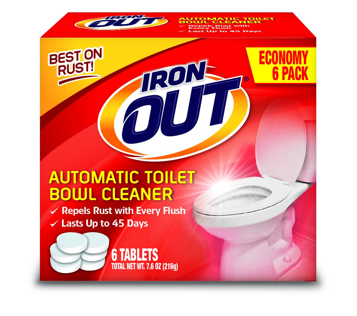 Iron Out Rust Stain Remover Automatic Toilet Bowl Cleaner Tablets and Powerful Gel Spray, 2 Count Iron OUT