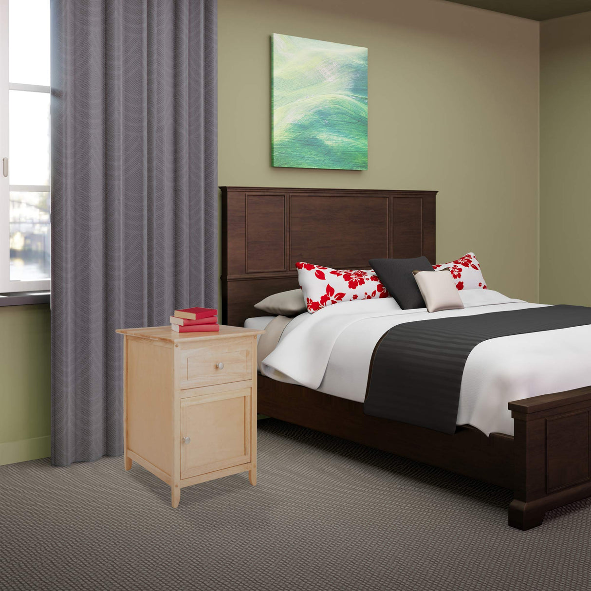 Winsome 25 x 18.9 x 14.96-Inch Composite Wood End/Night Table With Satine Nickel Knob, Natural (81115) Winsome