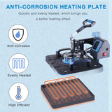 HORGELU Upgraded 8 in 1 Heat Press Machine 15x15 Inch Heat Transfer Machine 360-Degree Swing Away Multifunction Digital Sublimation Combo Heat Press Horgelu