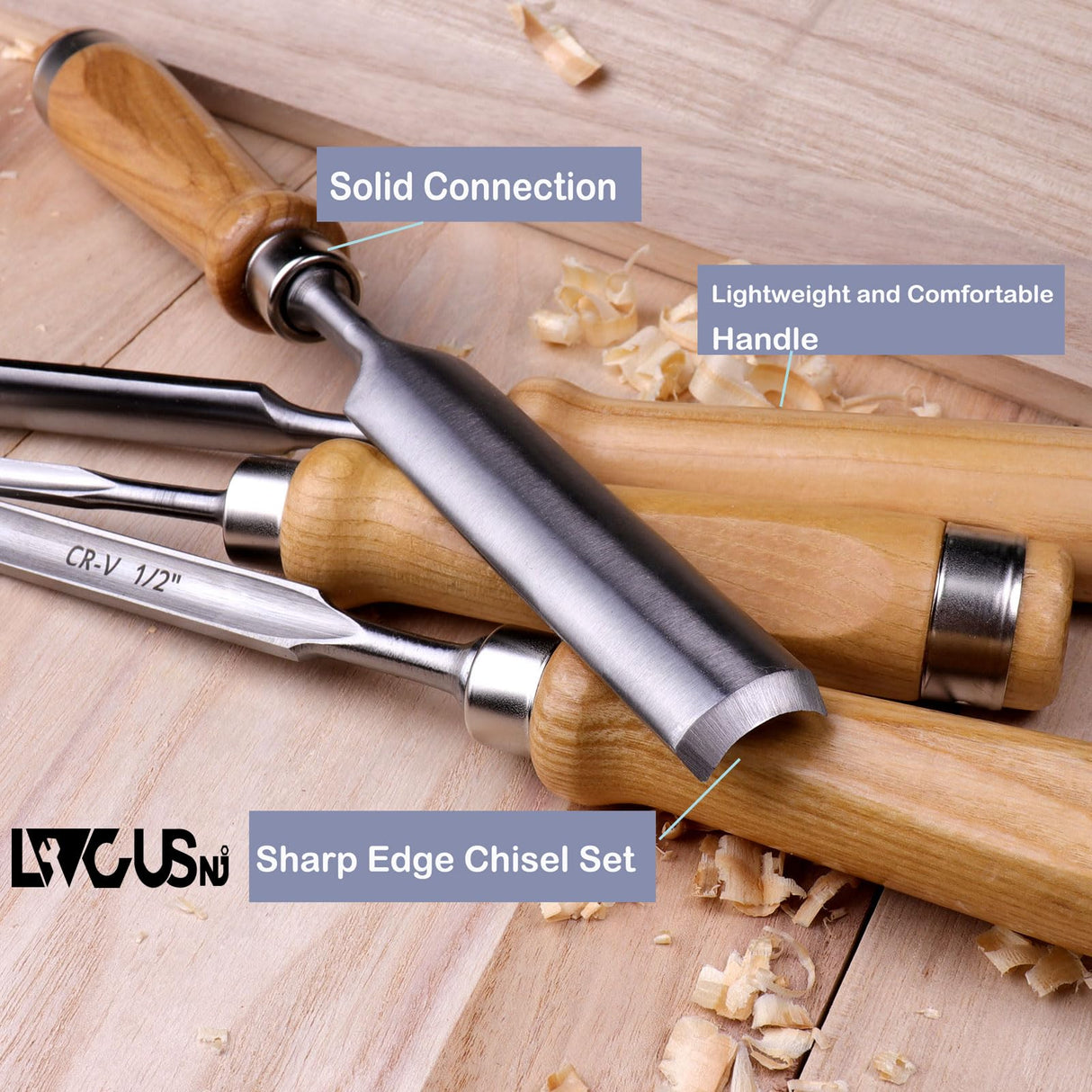 LWCUSNJ 4-Pieces Woodworking Wood Chisel Set,CR-V Steel Sharp Curved Edge Gouge Firm Wood Handle Carpentry Gouge Tools LWCUSNJ