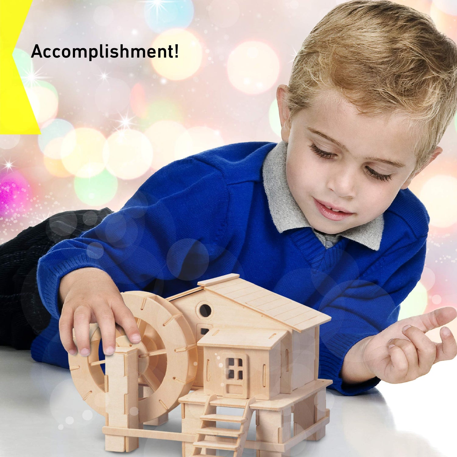 Puzzled 3D Puzzle Water Mill Set Wood Craft Construction Model Kit, Fun & Educational DIY Wooden Toy Assemble Model Unfinished Crafting Hobby Puzzle Puzzled