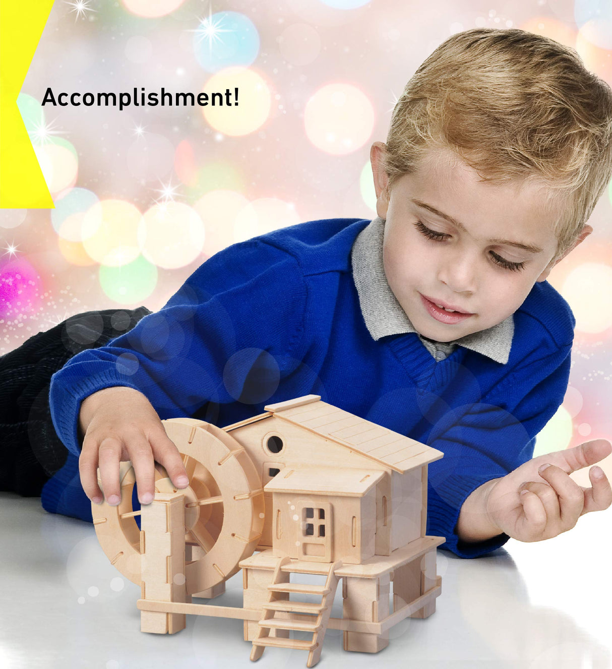 Puzzled 3D Puzzle Water Mill Set Wood Craft Construction Model Kit, Fun & Educational DIY Wooden Toy Assemble Model Unfinished Crafting Hobby Puzzle Puzzled