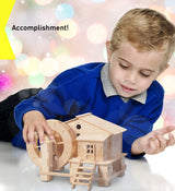 Puzzled 3D Puzzle Water Mill Set Wood Craft Construction Model Kit, Fun & Educational DIY Wooden Toy Assemble Model Unfinished Crafting Hobby Puzzle Puzzled