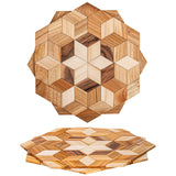 Wooden Trivets for Hot Dishes - 2 pcs Natural Handmade Wood Trivet Mat - Sturdy and Durable 7.5'' Kitchen Hot Pads - Wooden Trivet Frame for Hot Pots KIBS group