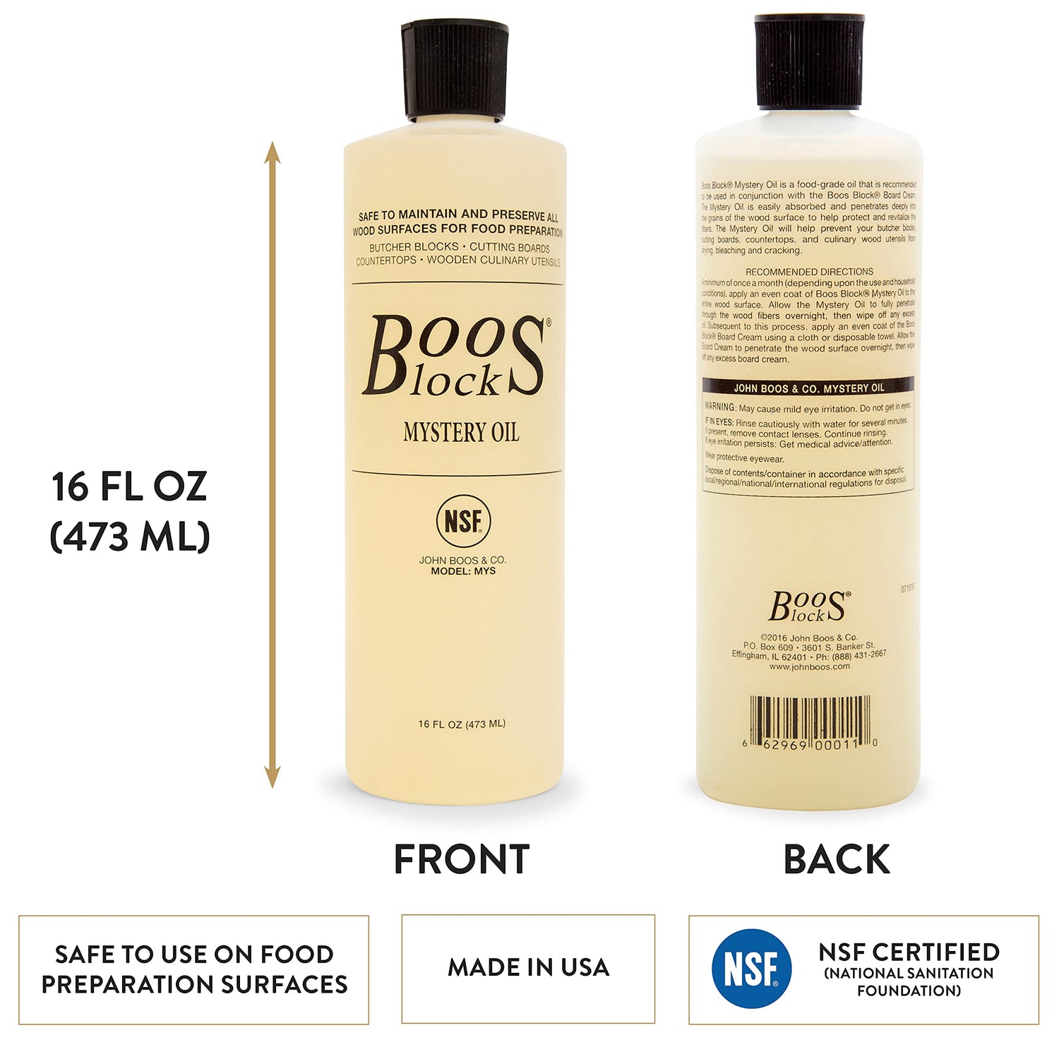 John Boos MYSB Mystery Butcher Block Oil, 16 Ounce Bottle John Boos