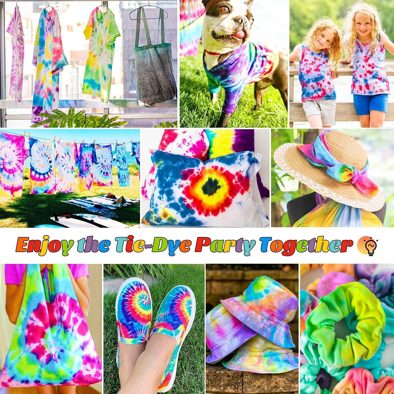 DIY Tie Dye Kit, Emooqi 26 Colors Fabric Dye Art Set with Rubber Bands, Gloves, Spoon, Funnel, Apron, and Table Covers-Great for Craft Arts Fabric - WoodArtSupply