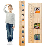 Wood Growth Chart for Kids with Picture Frames Boho Wooden Height Measurement Ruler Milestone Markers Foldable Height Chart for Kids Measuring Chart Chunful