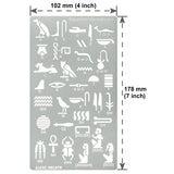 Aleks Melnyk No.456 Metal Stencil, Egyptian Hieroglyphs, Ancient Egyptian Glyphs Alphabet, Letter Tracers, Template for Wood Burning, Magic Runes, Aleks Melnyk