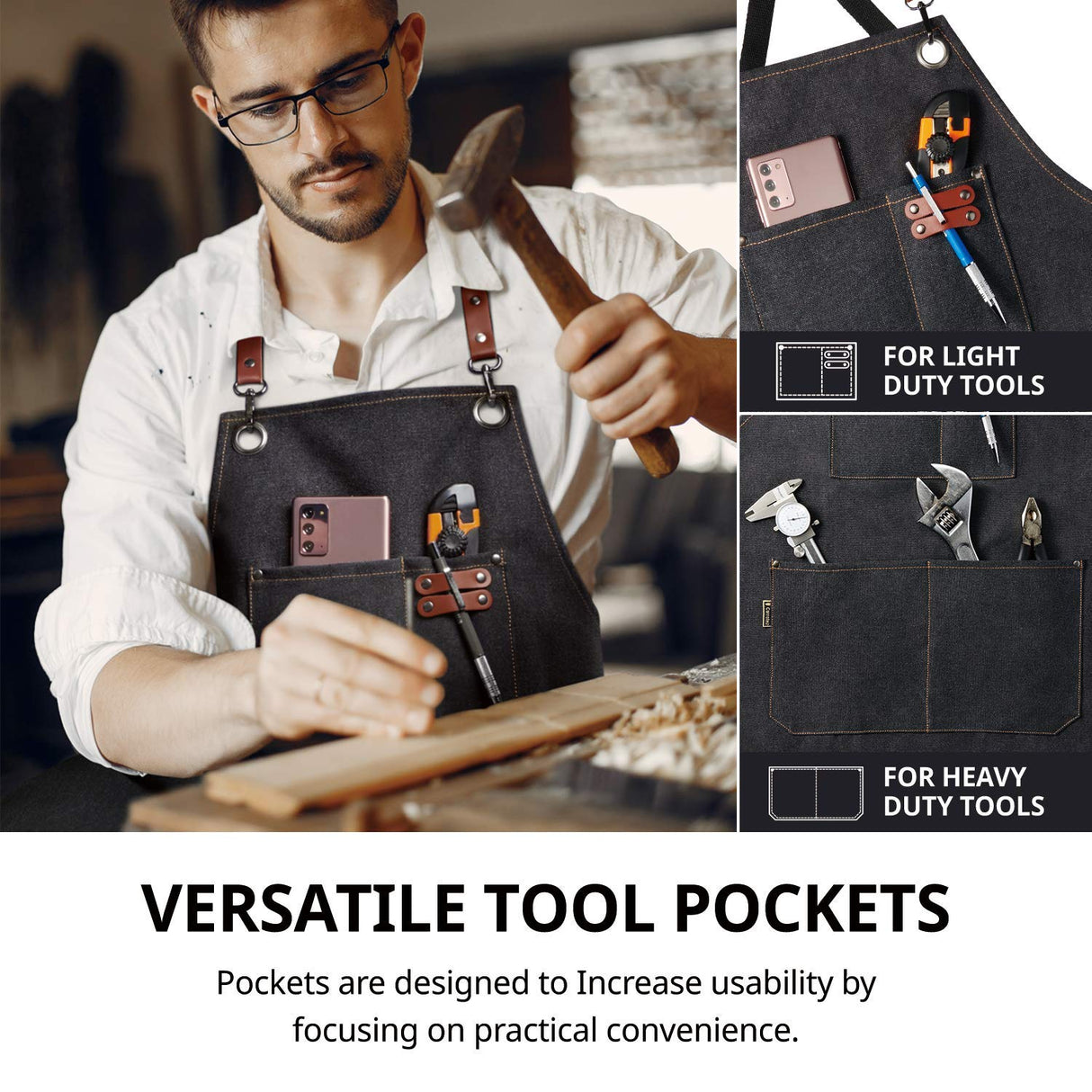 carrotez Durable Goods - Heavy Duty Canvas Work Apron [2nd Generation], Barber apron, Cotton Canvas Cross Back Adjustable Apron with Pockets, carrotez