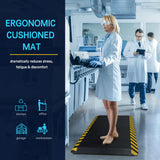 FEATOL Anti Fatigue Mats Industrial, Ergonomic Standing Floor Mat, Work Mats for Standing,Black with Yellow Border Safety Mat 20" x 32"-Standing FEATOL