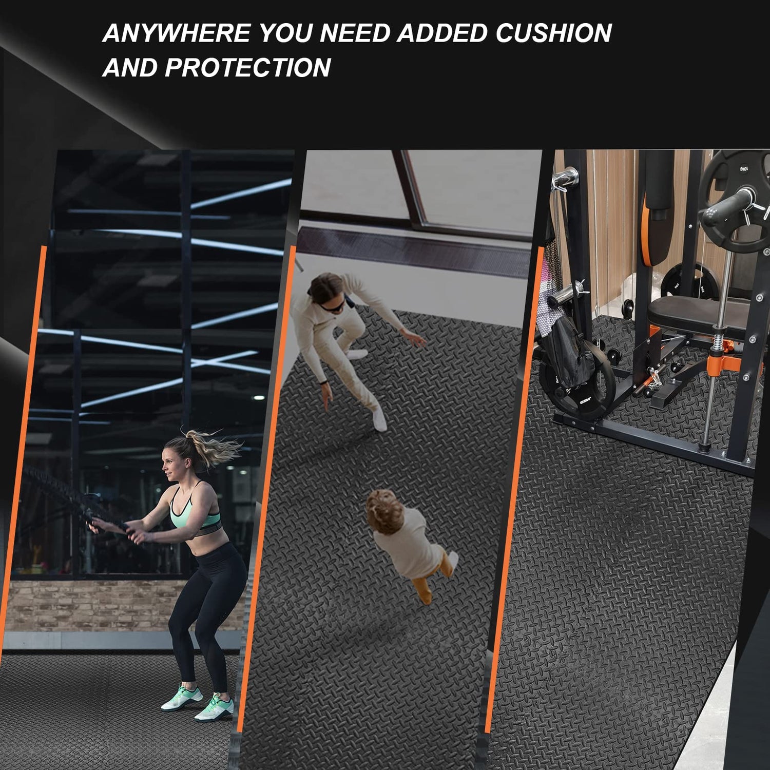 innhom 12 Tiles, 46 SQ. FT Gym Mat Exercise Mat Puzzle Foam Mats Gym Flooring Mat Interlocking Foam Mats with EVA Foam Floor Tiles for Gym Equipment innhom