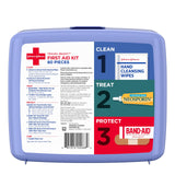 Band-Aid Travel Ready Portable Emergency First Aid Kit for Minor Wound Care with Assorted Adhesive Bandages, Gauze Pads & More, Ideal for Travel, Car Band-Aid