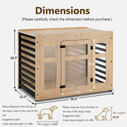 MCombo Wooden Dog Crate Furniture, Dog Kennel Furniture Pet House End Table, Solid Wood Dog Cage Indoor for Small/Medium Dogs, 1421 (Natural) - WoodArtSupply