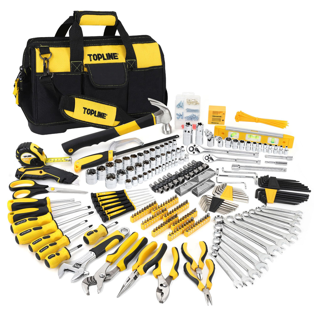 TOPLINE 467-Piece Household Home Tool Sets for Mechanics, 16-Inch Tool Bag with Heavy Duty Home Tool Kit Included, Tool Sets for Men, Tool Kits for Topline