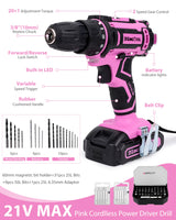 KingTool 267-Piece Tool Kit Set - Pink Tool Set with 21V Crodless Pink Power Drill Driver, Tool kit for Women with Pink Tool Storage Bag, Womens Tool KINGTOOL