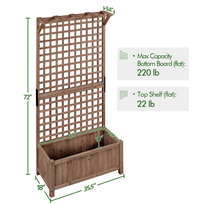 Topeakmart Garden Flower Box for Vine Climbing Plants, Standing Vertical Planter Box, Wooden Raised Plant Bed Vertical Garden Planter Bed for