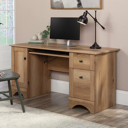 Sauder Miscellaneous Office Computer Desk with Drawers, L: 59.45" x W: 23.47" x H: 29.02", Timber Oak Finish