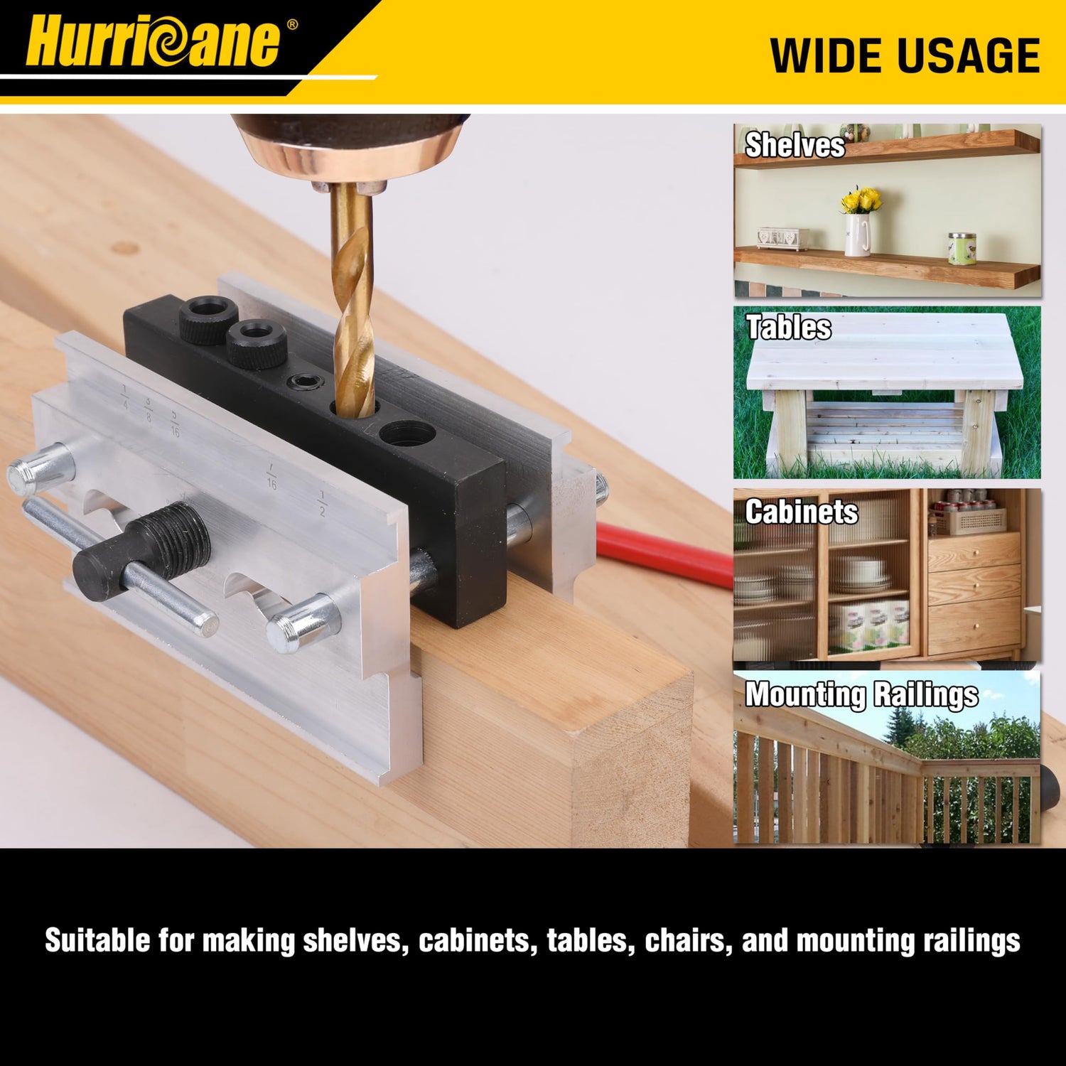 HURRICANE Centering Doweling Jig, Self Center Dowel Jig for Woodworking, Professional Dowel Jig Kit Bushings Set, Drill Guide Bushings Set, Perfect HURRICANE