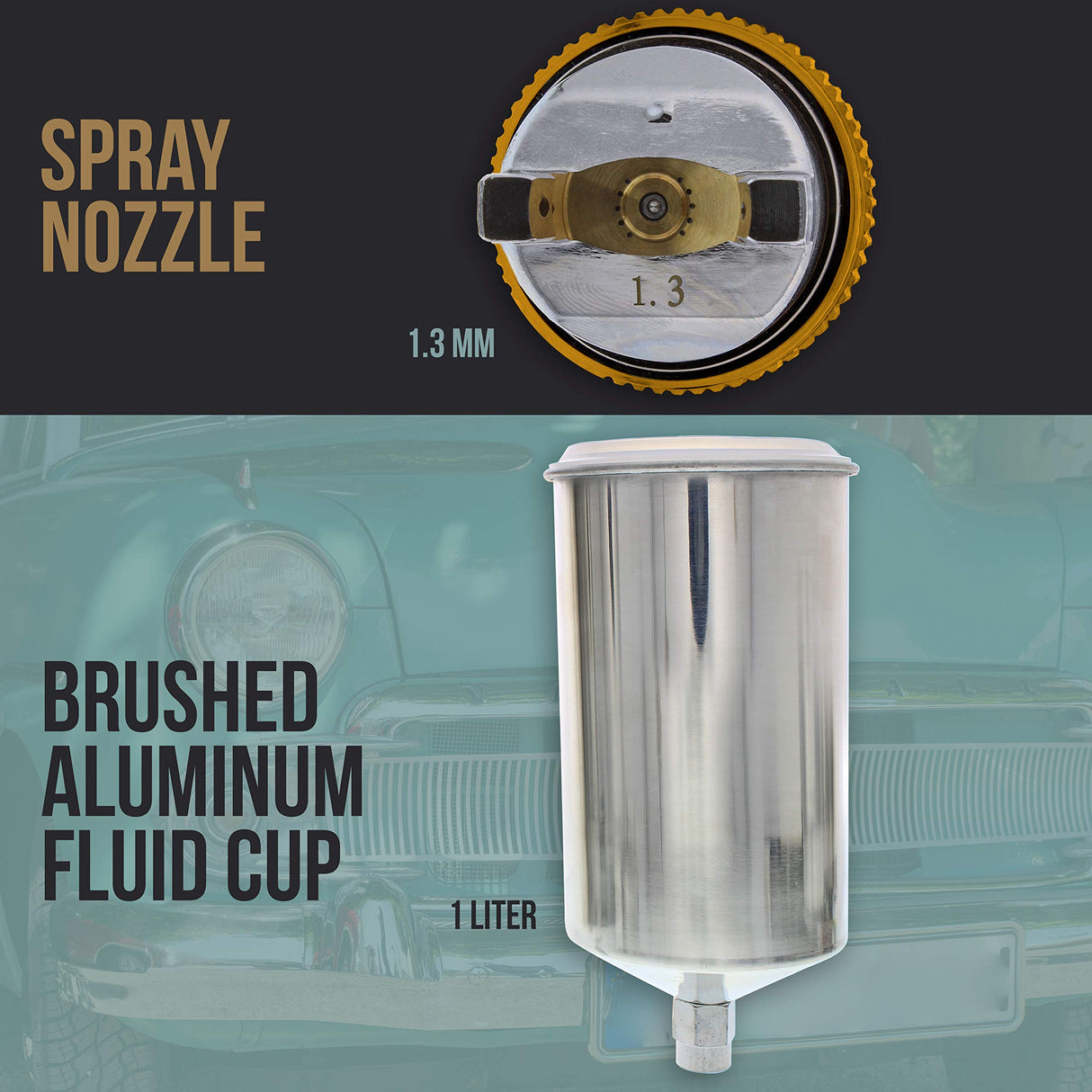 TCP Global® Brand Professional 1.3mm HVLP Spray Gun-gravity Feed-auto Paint Basecoat Clearcoat with Air Regulator (G6600-13) TCP Global