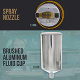 TCP Global® Brand Professional 1.3mm HVLP Spray Gun-gravity Feed-auto Paint Basecoat Clearcoat with Air Regulator (G6600-13) TCP Global