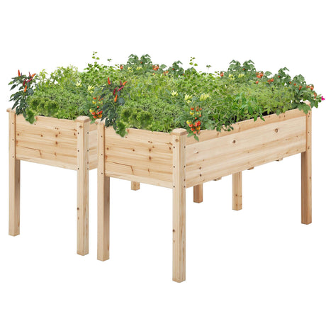 Yaheetech 2pcs Raised Garden Bed 48x24x30in Elevated Wooden Horticulture Planter Box with Legs Standing Growing Bed for Yaheetech