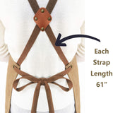 AFUN Chef Aprons for Women Men with Large Pockets, Cotton Canvas Cross Back Water Repellent Work Apron, Size M to XXL (Greygreen) AFUN