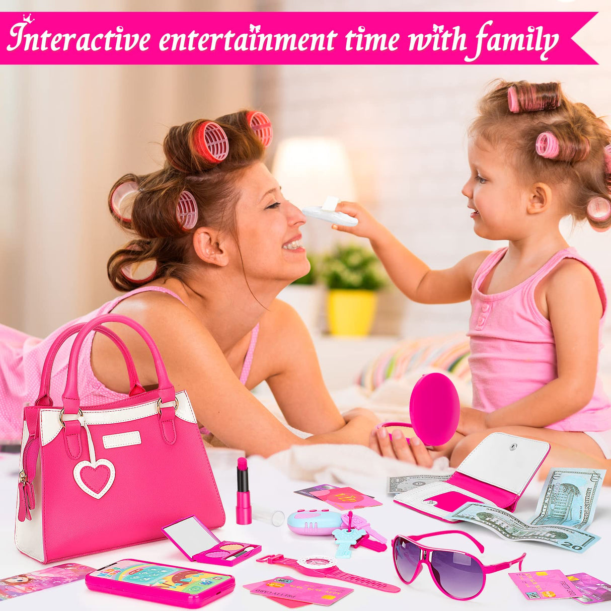 Officygnet Play Purse for Little Girls, Princess Pretend Play Girls Toys for 3 4 5 6 7 8 Year Old, Toddler Purse with Accessories, Kids Toy Purse Officygnet