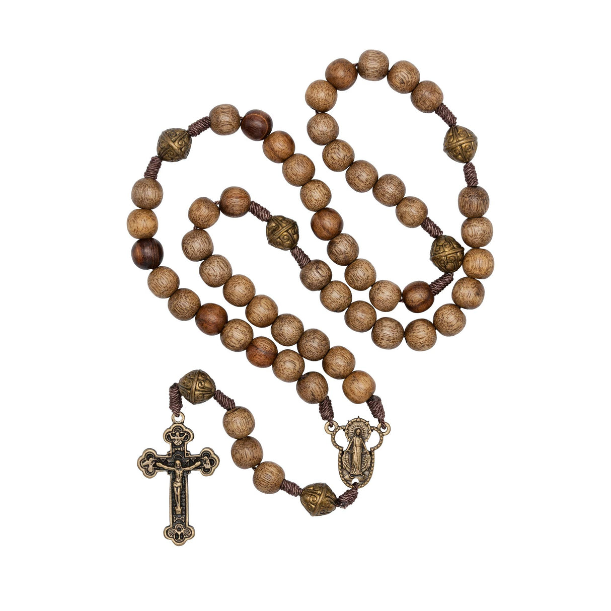 Intercession™ Our Father Sacred Handmade Solid Wood Rosary (Our Lady - Walnut) Intercession