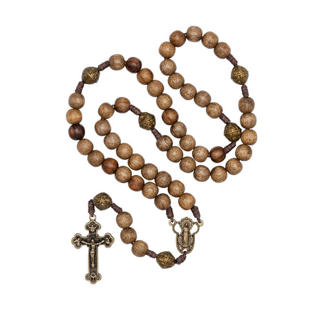Intercession™ Our Father Sacred Handmade Solid Wood Rosary (Our Lady - Walnut) Intercession