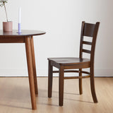 Livinia Aslan 35.4" Round Wooden Dining Table/Mid Century Modern Malaysian Oak Kitchen Table (Walnut) Livinia