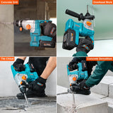 Berserker 20V Cordless 1-1/8" Rotary Hammer Drill SDS-Plus Brushless Motor with Safety Clutch, 4.0Ah Lithium-Ion Battery Powered, 3.0A Fast Charger, Berserker